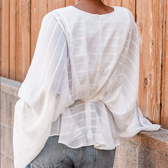 NWOT White Striped Long Sleeve Top - Picture 5 of 10